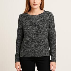 Susina Women’s Size Medium Black Marled Knit Crew Neck Pullover Sweater NWOT